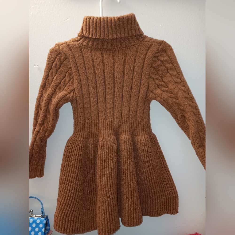 SHEIN Kids Cable Knit Dress - Brown
